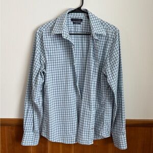 Tommy Hilfiger Men's White and Blue Plaid Shirt